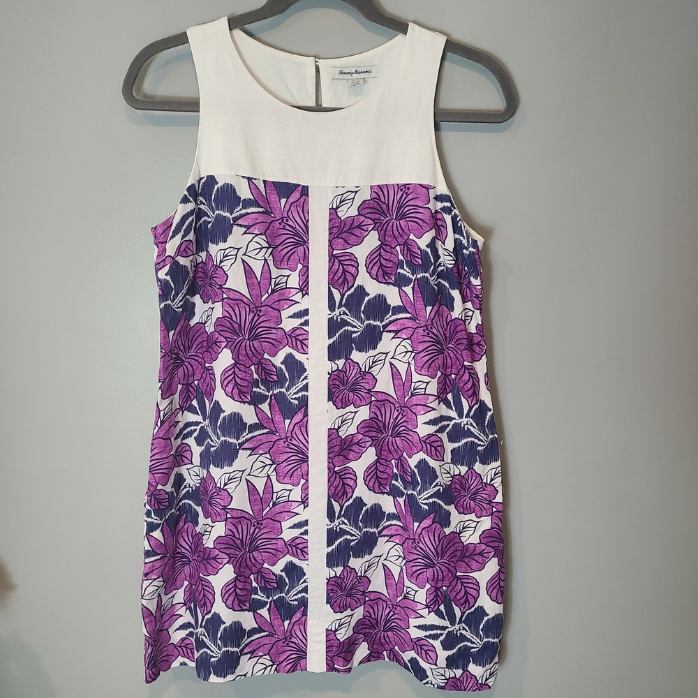 Tommy Bahama Blissful Blooms Floral‎ Linen Shift Dress Large Tropical Resort